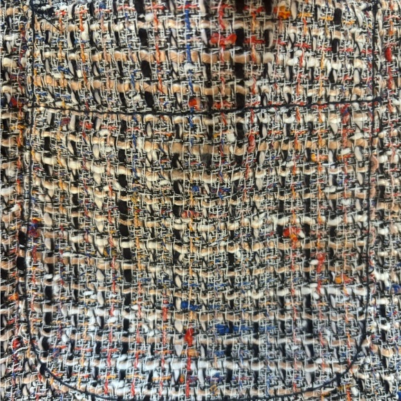 LOFT  Career Skirt  Size 6 Navy Peach  Tweed  Front Pockets  Lined Above Knee - Picture 5 of 9